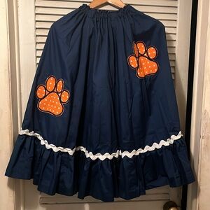 Navy blue tiger paw small size skirt. Hand made, no tags.